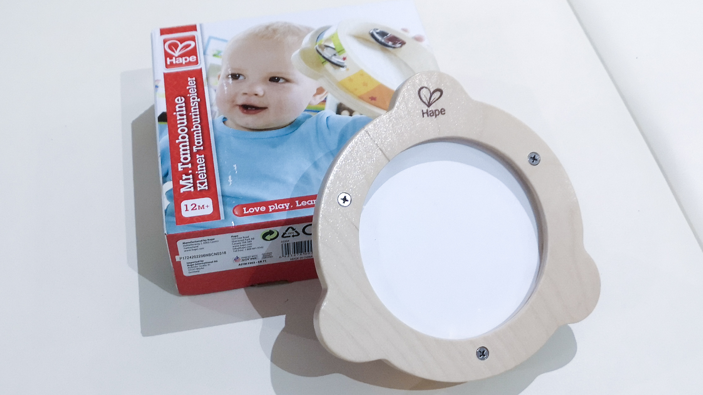 Unboxing Magnus’s First Musical Toy: Hape Mr. Tambourine